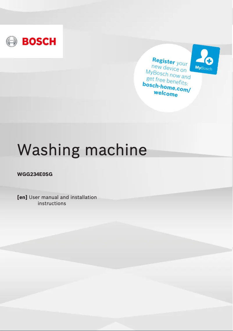 Page 1 of the manual Installation Guide Bosch WGG234E0SG