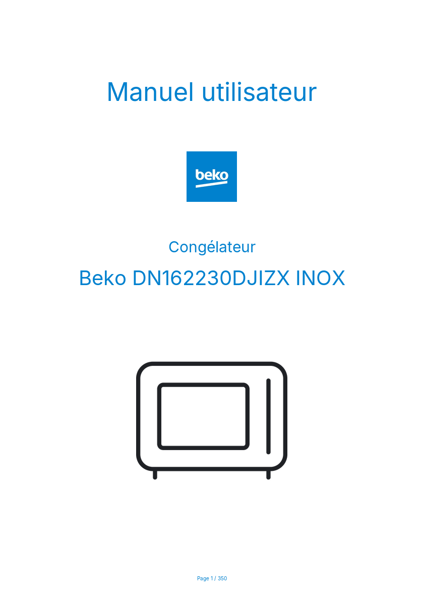 Image de la première page du manuel de l'appareil DN162230DJIZX INOX
