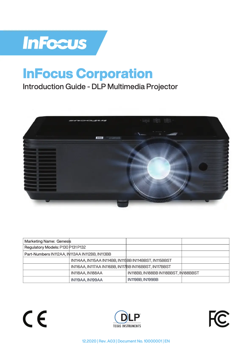 Page n°1 - Manuel utilisateur InFocus IN116BBST