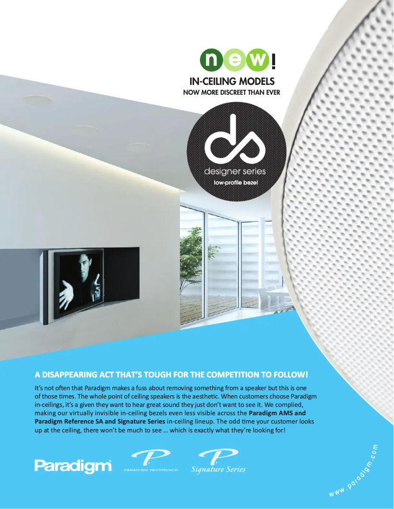 Page 1 de la notice Fiche technique Paradigm AMS-150R