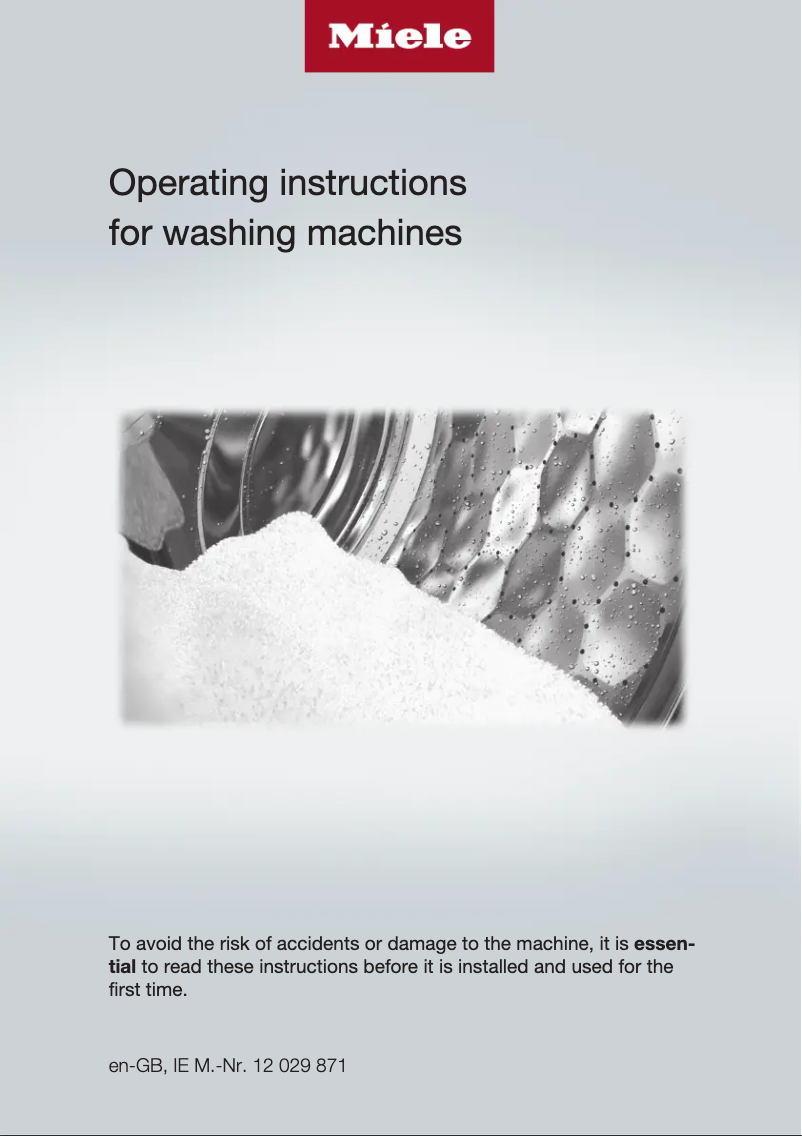 Page n°1 - Manuel utilisateur Miele WEH865 WCS