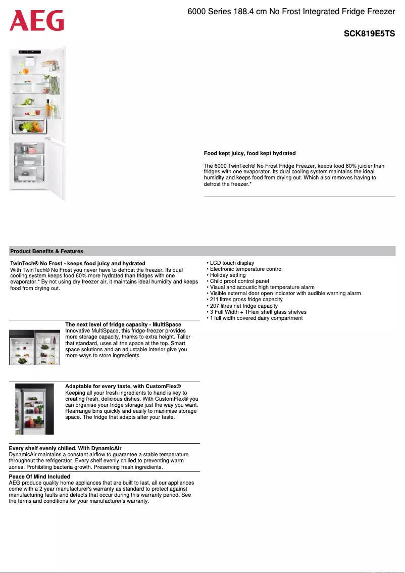 Página 1 del manual Ficha técnica AEG SCK819E5TS