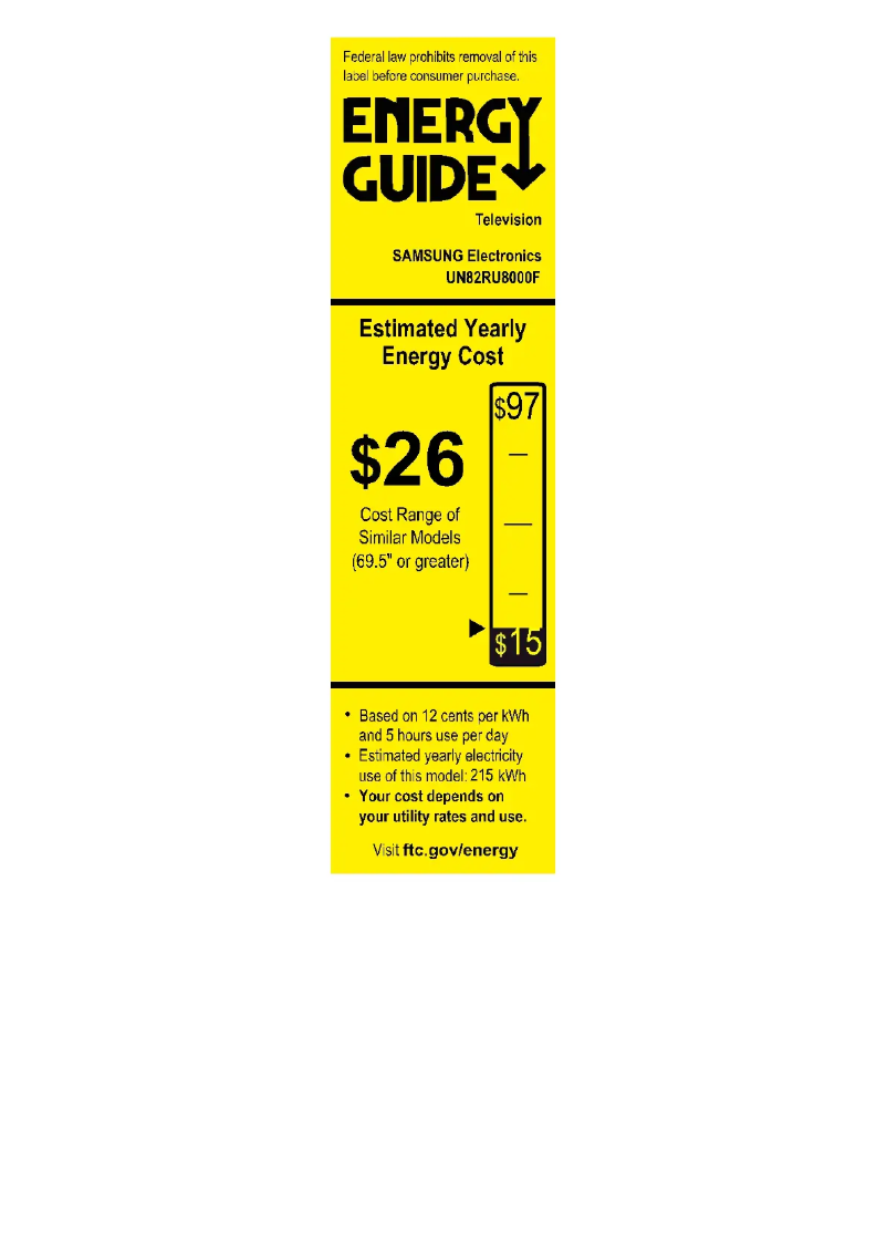 Page n°1 - Label énergétique Samsung Series 8 UN82RU8000FXZA