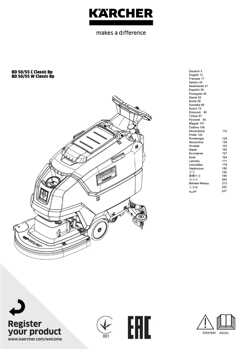 Image de la première page du manuel de l'appareil BD 50/55 W Classic