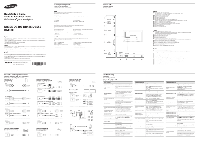 Page 1 de la notice Guide d'installation Samsung DM40E
