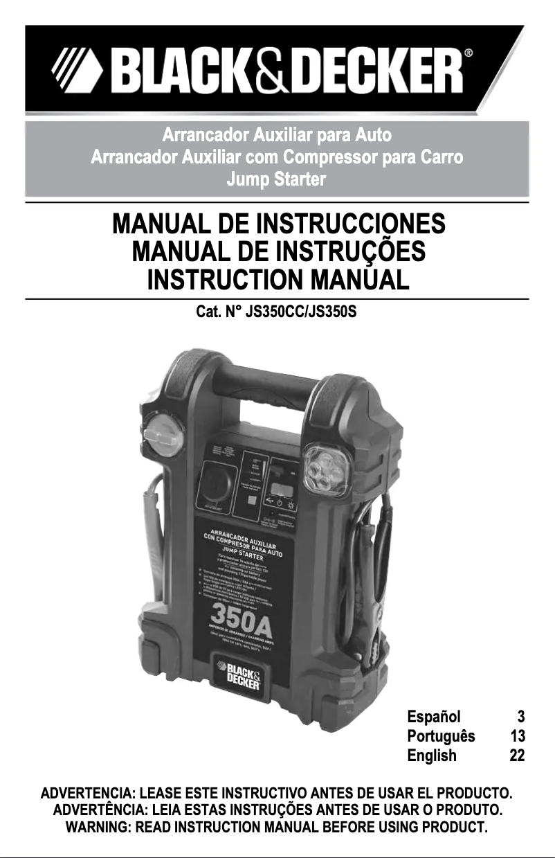 Page n°1 - Manuel utilisateur Black & Decker JS350CC