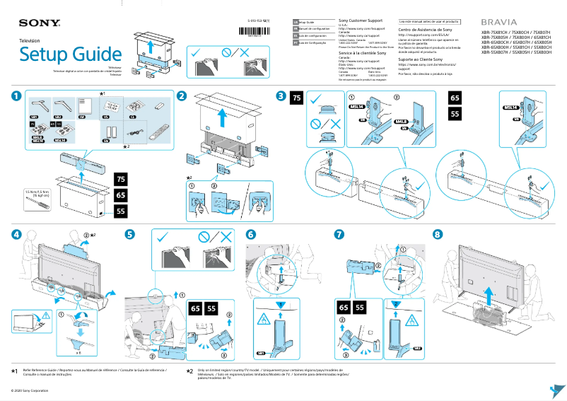 Page 1 de la notice Guide d'installation Sony XBR-75X81CH