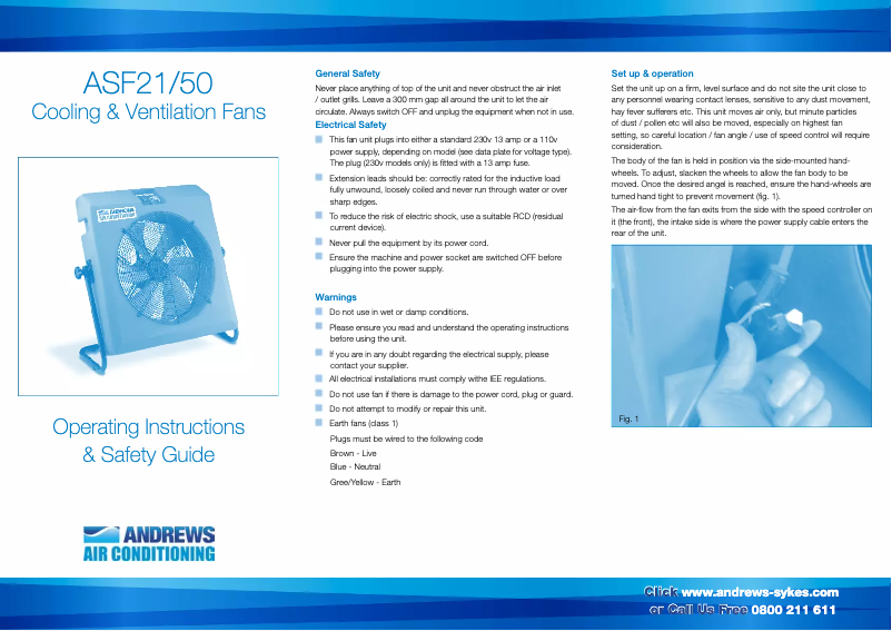 Image de la première page du manuel de l'appareil ASF50