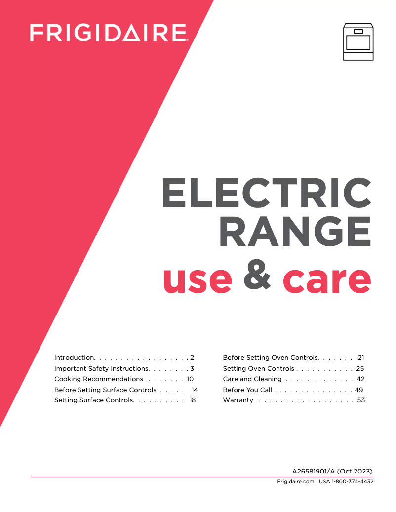 Page n°1 - Manuel utilisateur Frigidaire PCFE3080AF