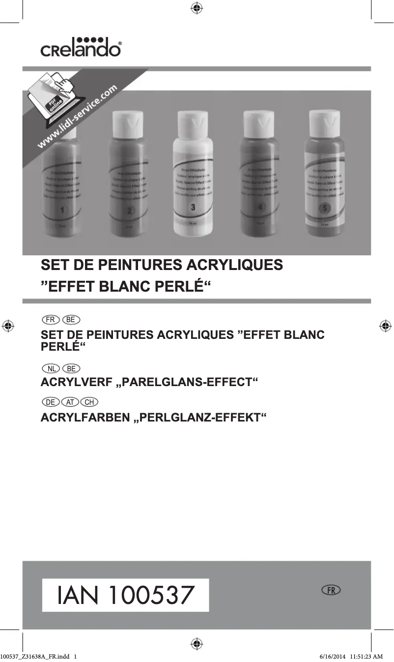 Page 1 de la notice Manuel utilisateur Crelando IAN 100537