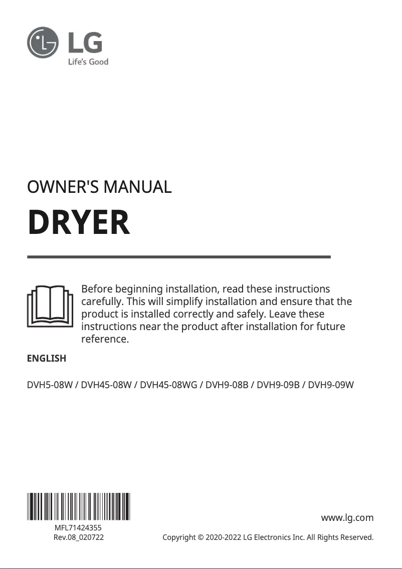 Page 1 de la notice Manuel utilisateur LG DVH9-09W