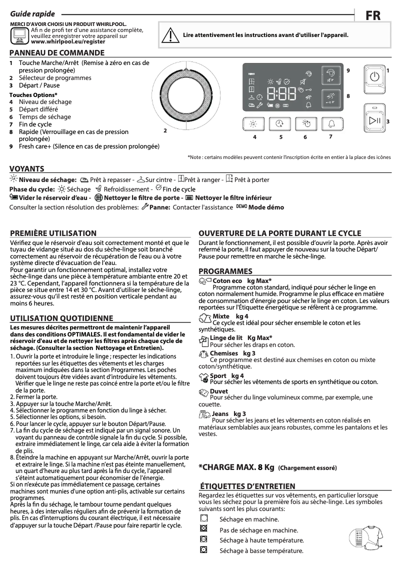 Page n°1 - Manuel utilisateur Whirlpool FT M11 81 FR