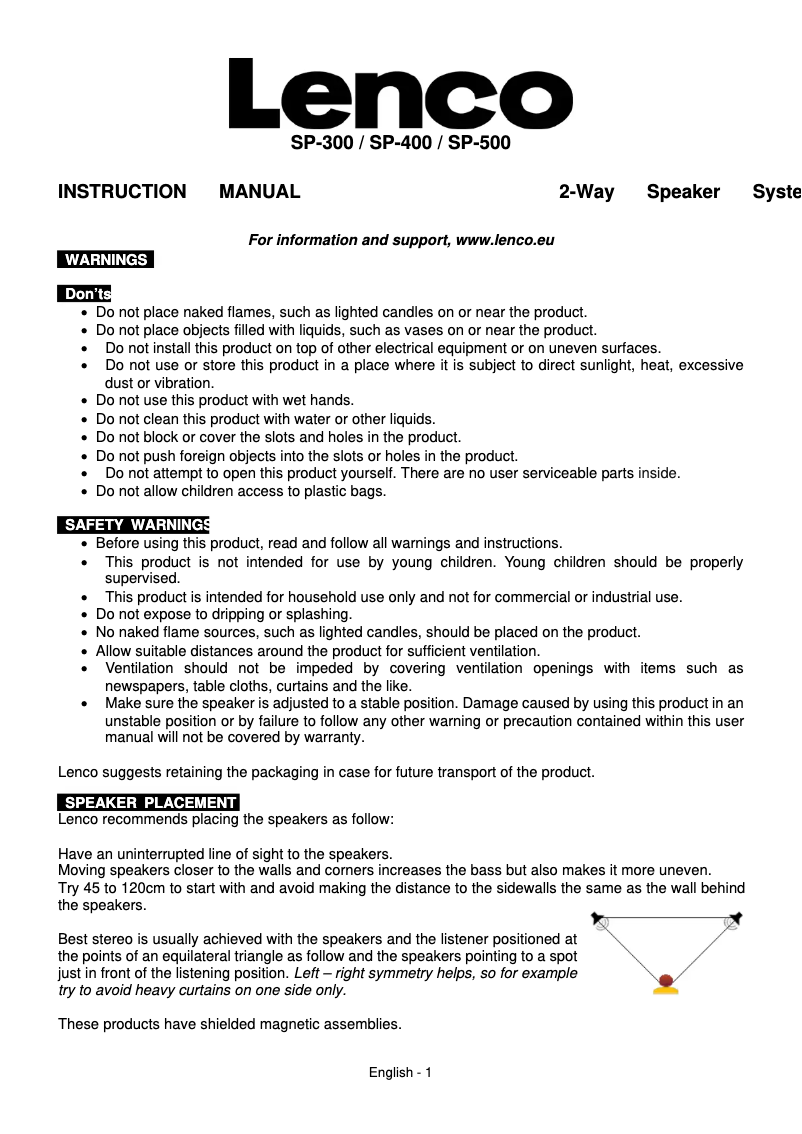 Image de la première page du manuel de l'appareil SP-500
