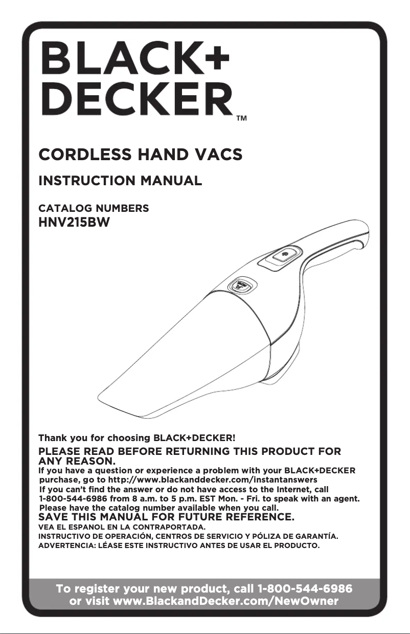 Page n°1 - Manuel utilisateur Black & Decker HNV215BW52