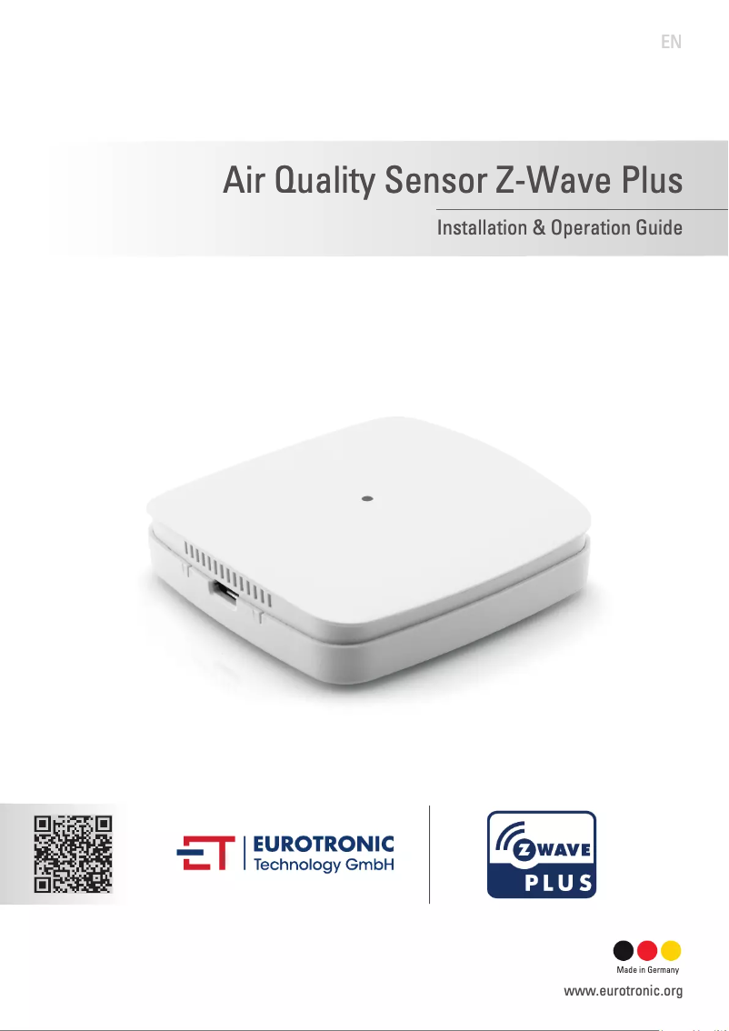 Image de la première page du manuel de l'appareil Luftgütesensor Z-Wave Plus