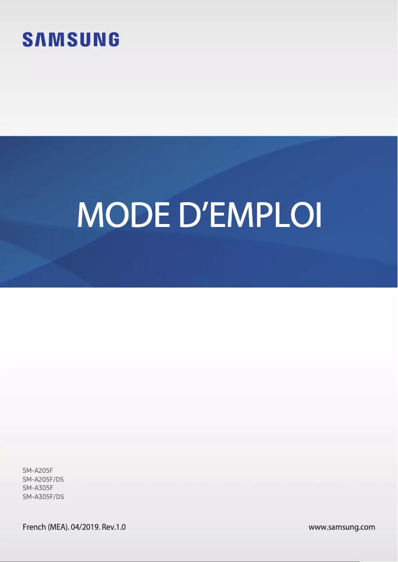 Image de la première page du manuel de l'appareil Galaxy A20