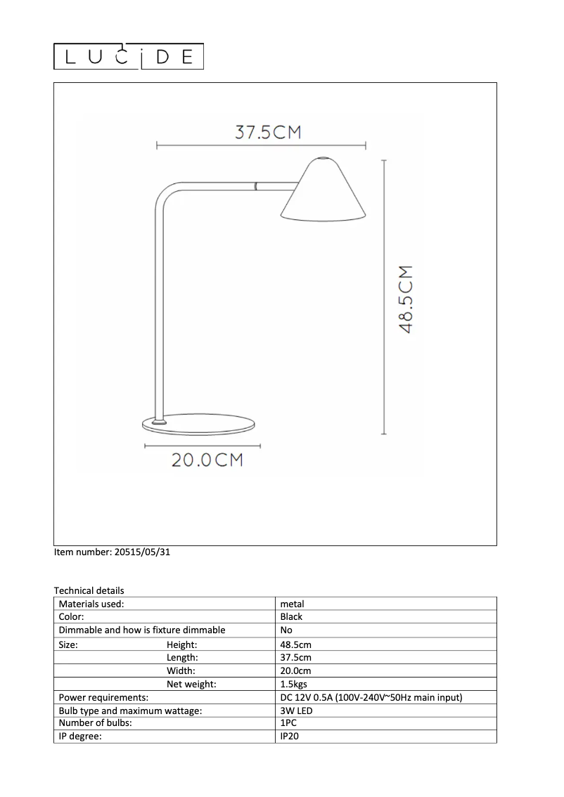 Page 1 de la notice Manuel utilisateur Lucide Devon 20515/05/31