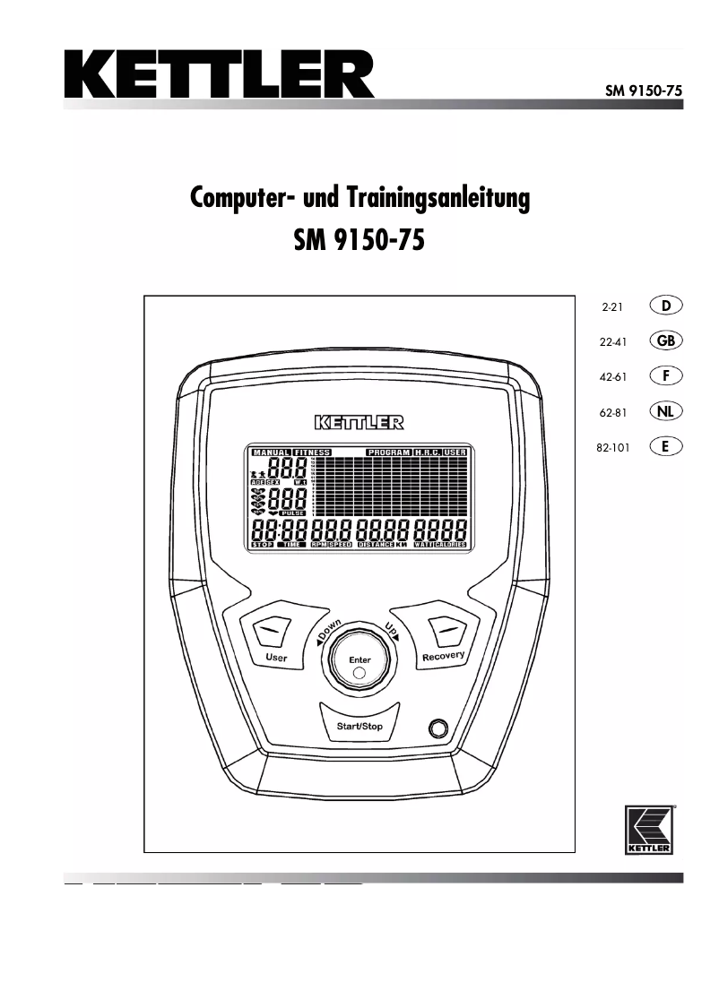 Page 1 de la notice Manuel utilisateur Kettler Velo P