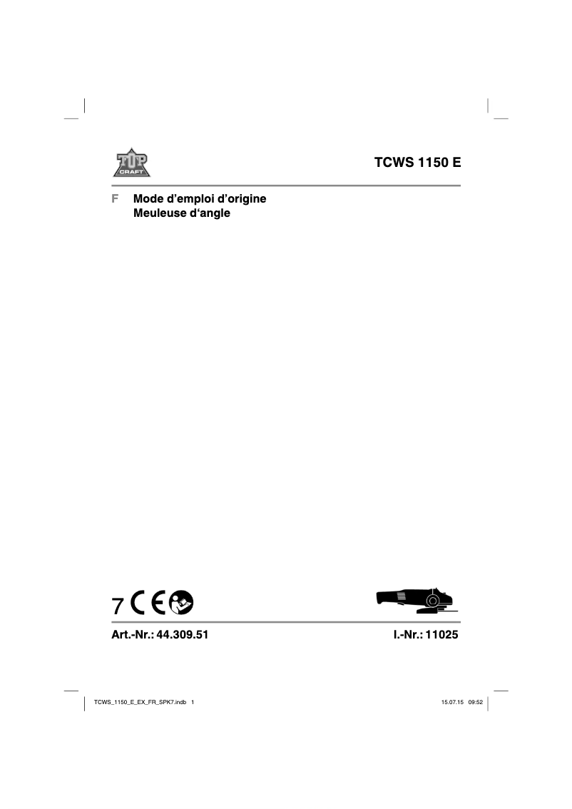 Page 1 de la notice Manuel utilisateur Topcraft TCWS 1150 E