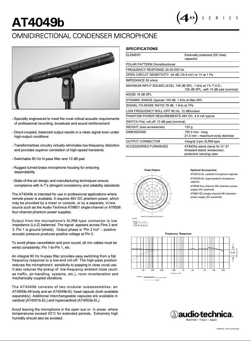 Página 1 del manual Manual de usuario Audio-Technica AT4049b