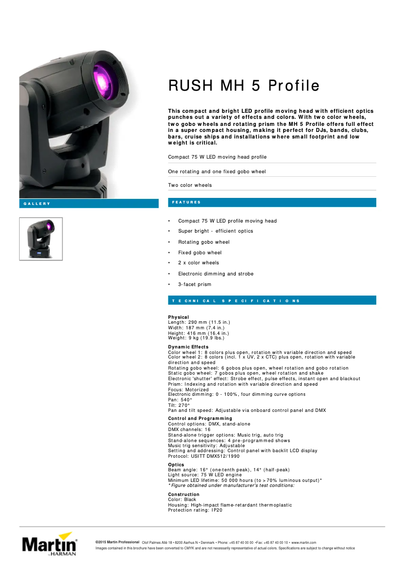 Image de la première page du manuel de l'appareil RUSH MH 5 Profile