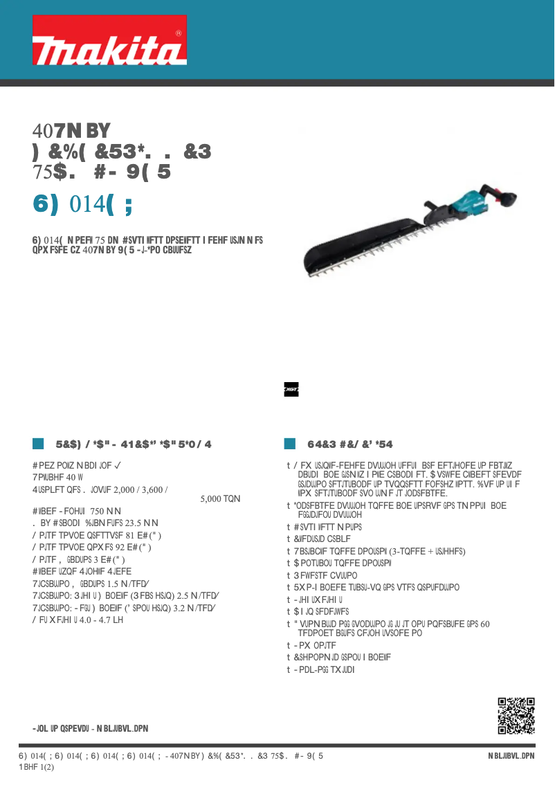 Page n°1 - Fiche technique Makita UH014GZ