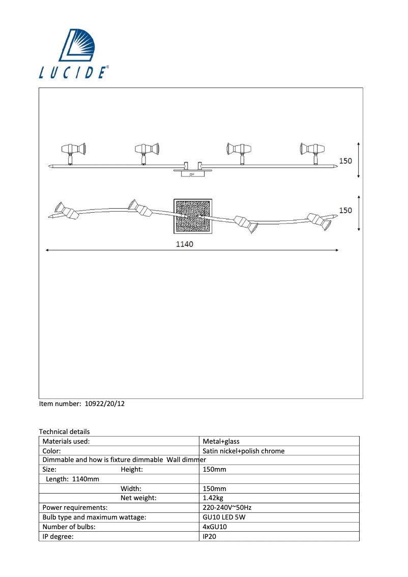 Page n°1 - Manuel utilisateur Lucide Jeo 10922/20/12
