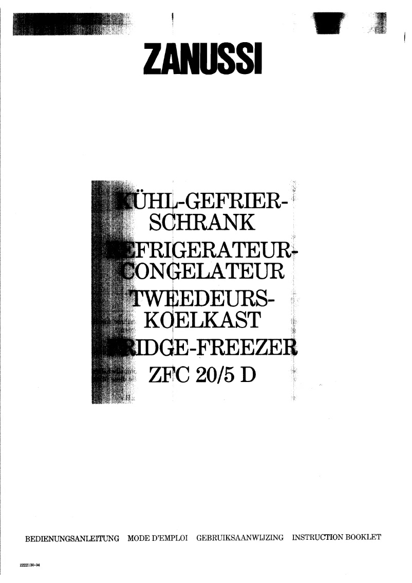 Page 1 de la notice Manuel utilisateur Zanussi ZFC 20/8 dac
