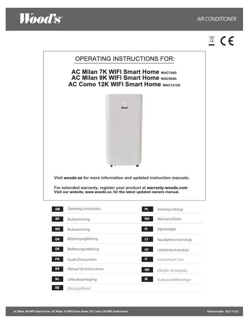 Image de la première page du manuel de l'appareil Como 12K WiFi