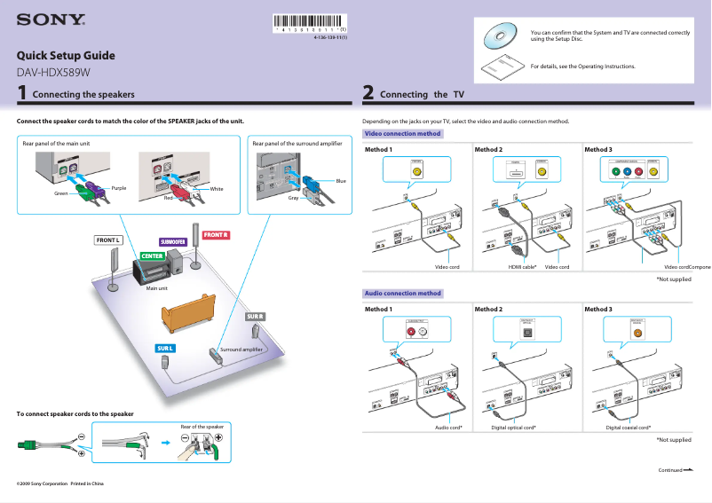Imagen de la primera página del manual del dispositivo DAV-HDX589W