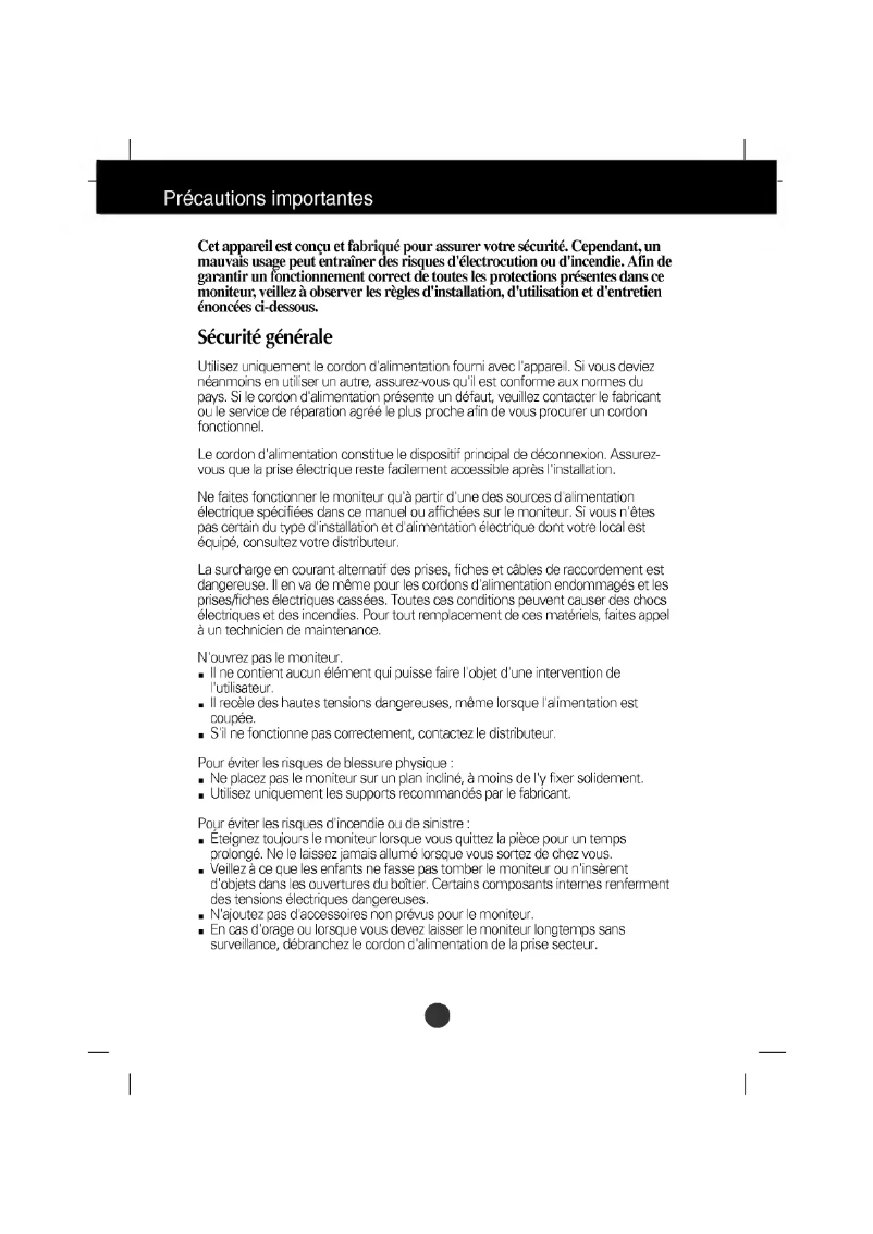 Page 1 de la notice Manuel utilisateur LG L1810B