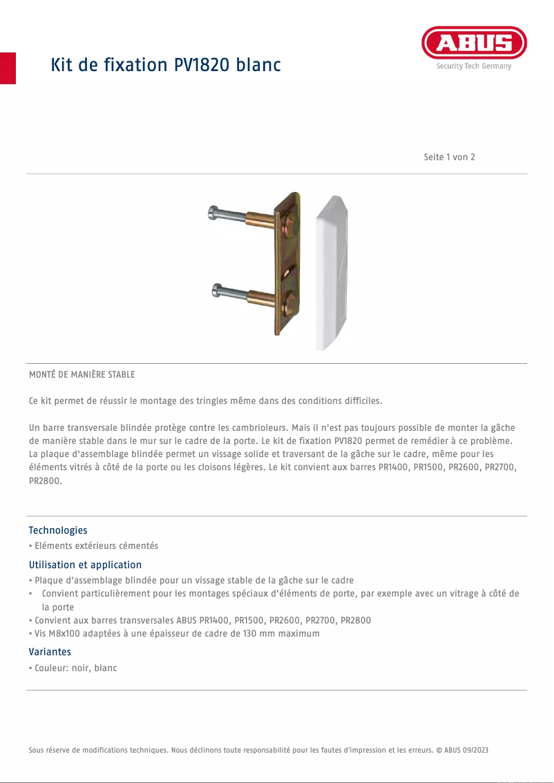 Image de la première page du manuel de l'appareil PV1820