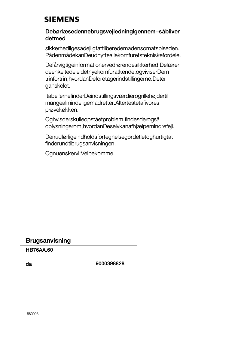 Image de la première page du manuel de l'appareil HB76AA260F