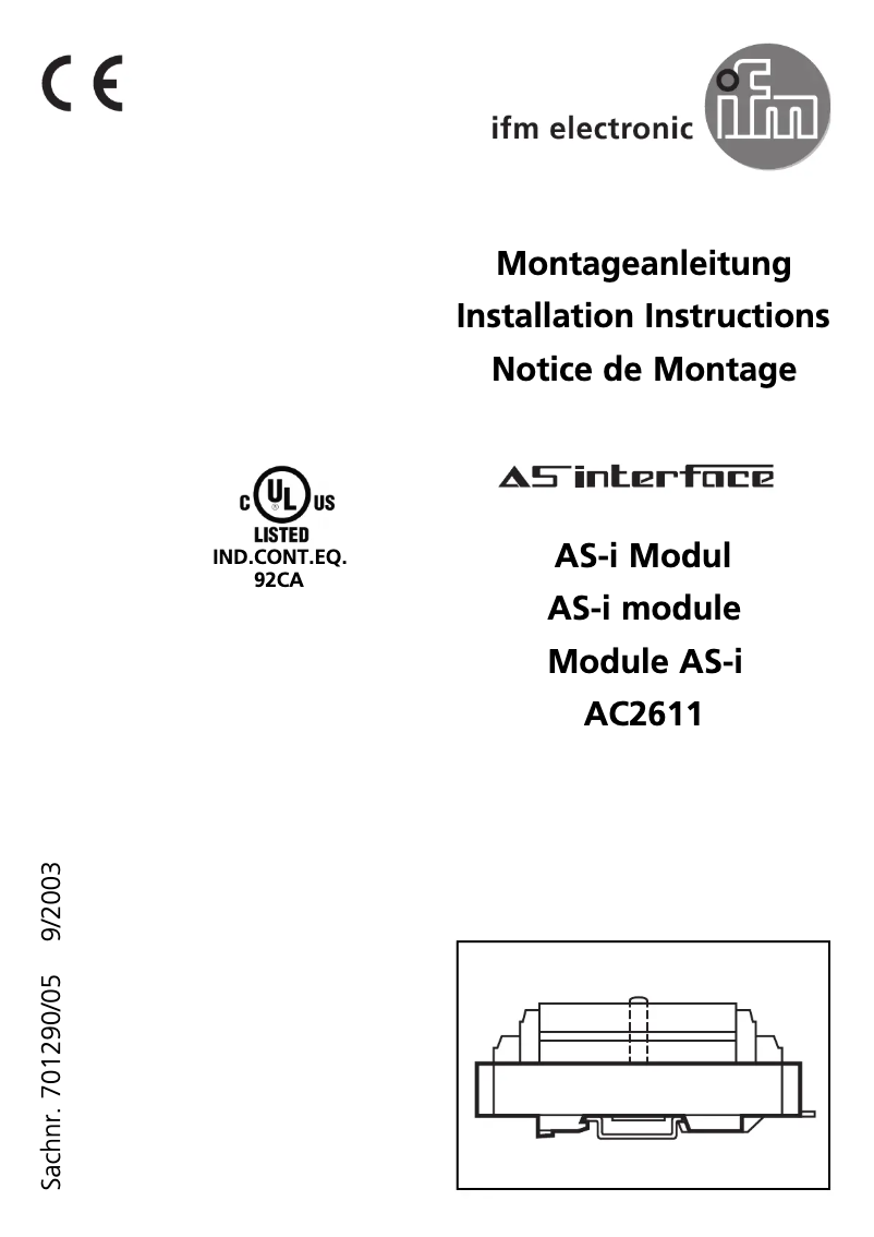 Page n°1 - Manuel utilisateur IFM AC2611