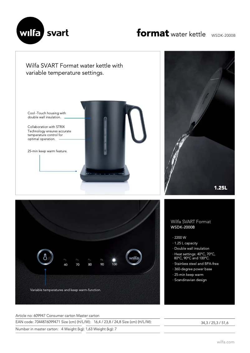Page n°1 - Fiche technique Wilfa SVART Format WSDK-2000B