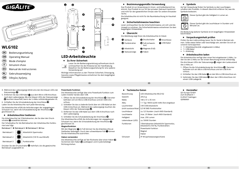 Page n°1 - Manuel utilisateur Gigalite WLG102