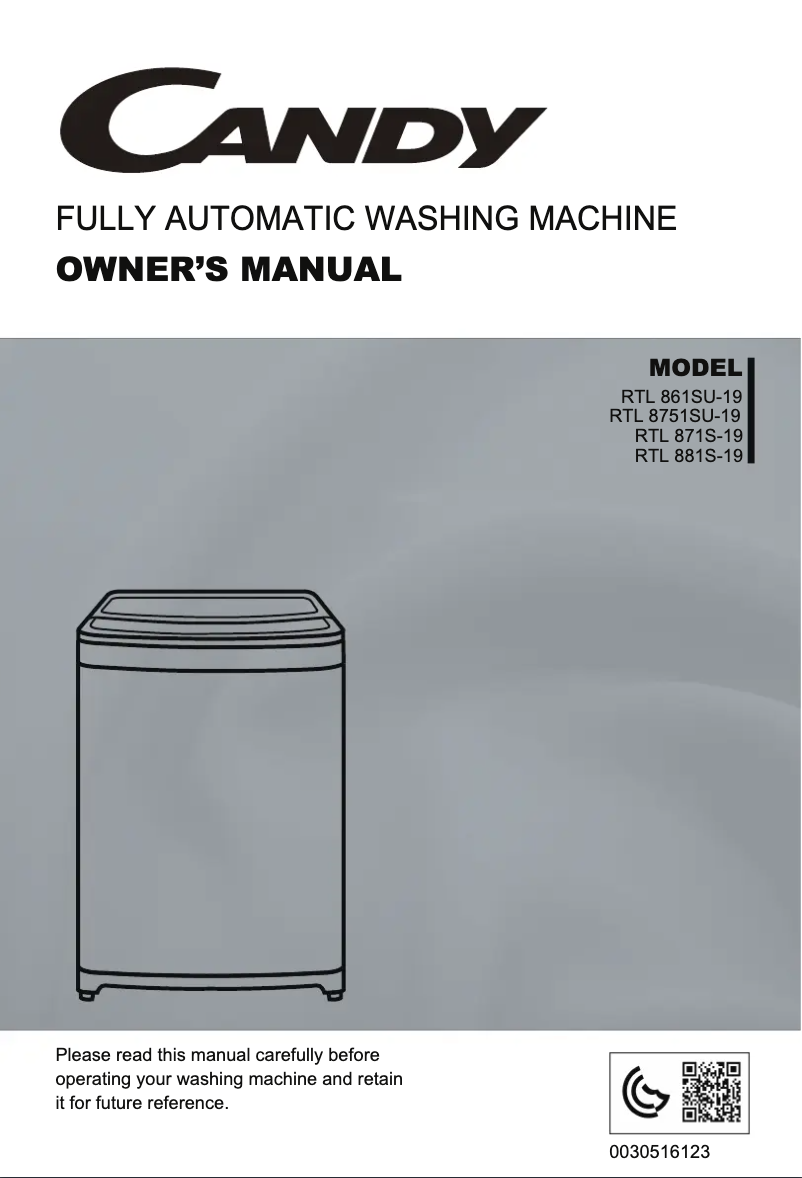Page 1 de la notice Manuel utilisateur Candy RTL 881S-19