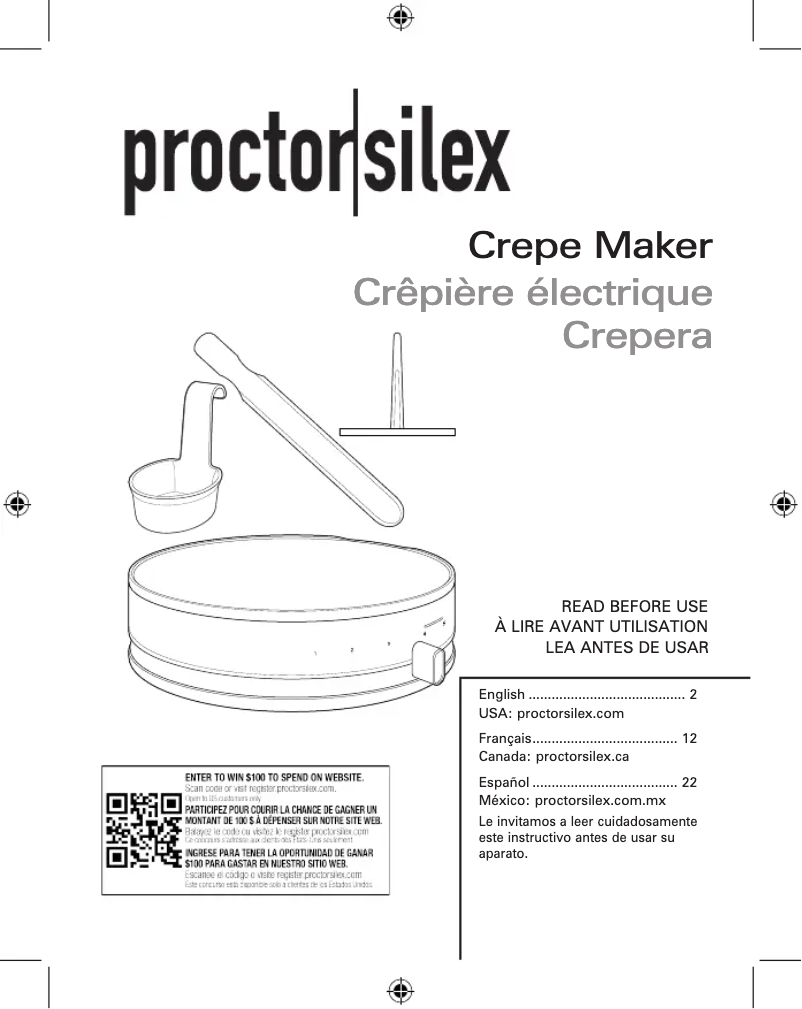 Page n°1 - Manuel utilisateur Proctor Silex 38400PS