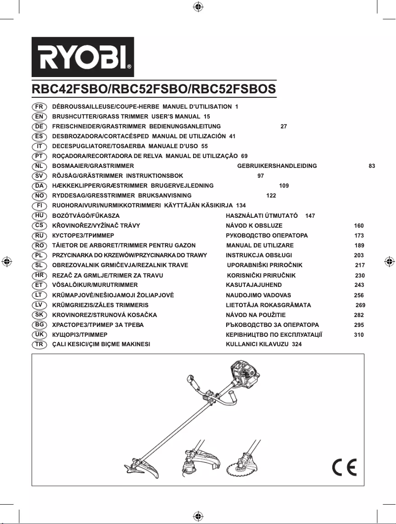 Page 1 de la notice Manuel utilisateur RYOBI RBC52FSBOS