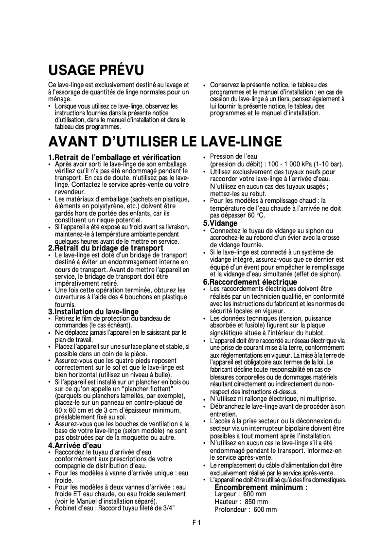 Page 1 de la notice Manuel utilisateur Bauknecht Excellence 4570
