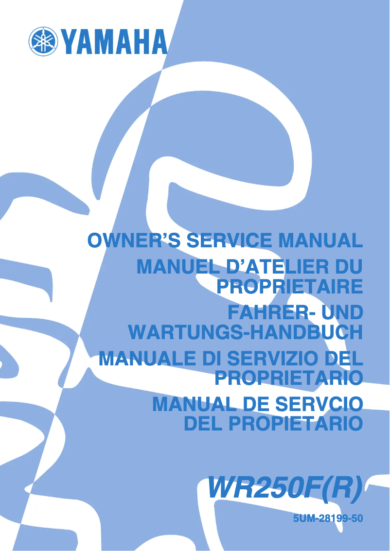 Page n°1 - Manuel utilisateur Yamaha WR250F (2002)