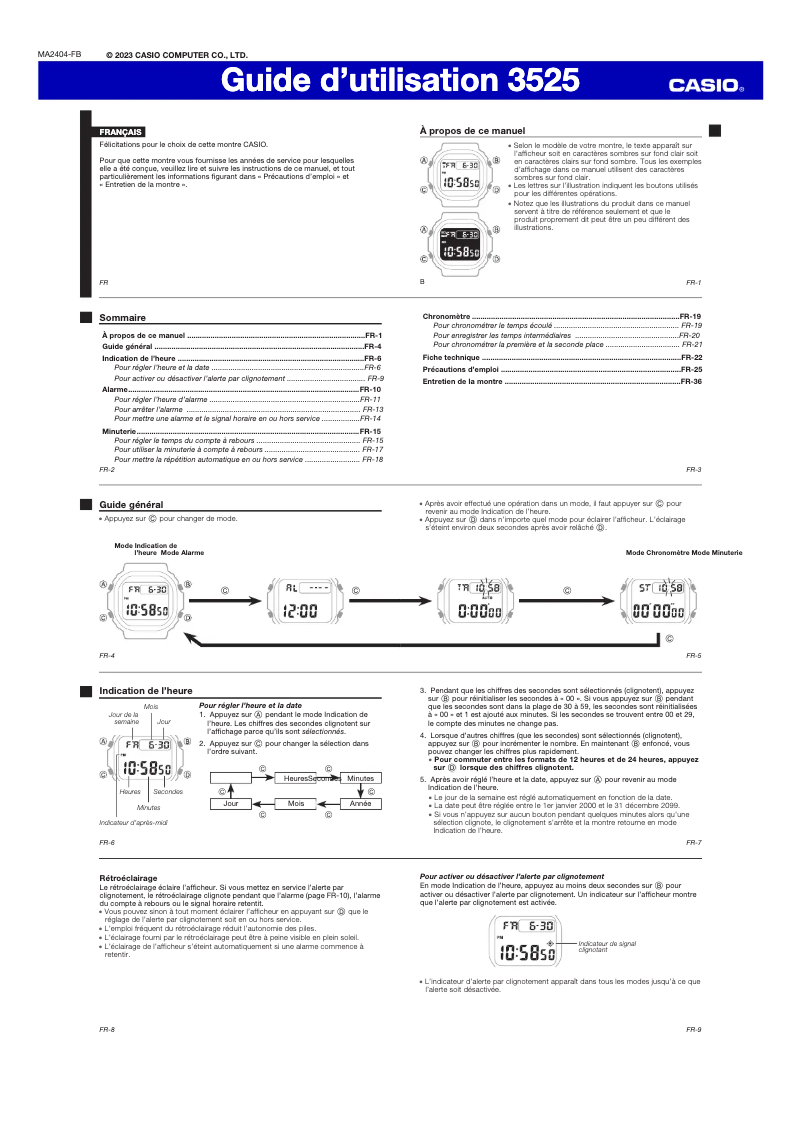 Image de la première page du manuel de l'appareil G-shock GM-5600