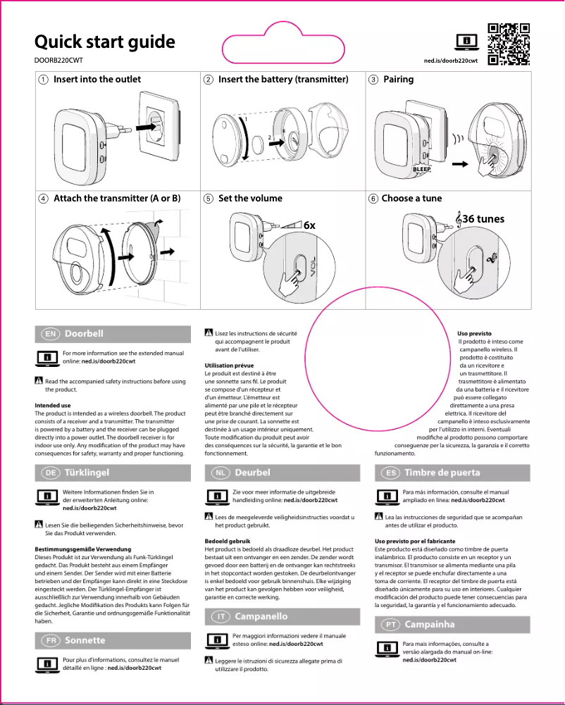 Image de la première page du manuel de l'appareil DOORB220CWT