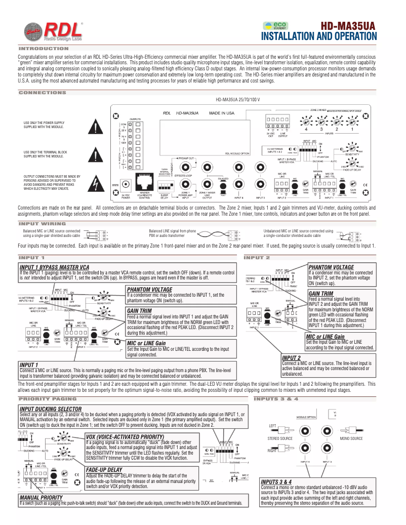 Página 1 del manual Manual de usuario RDL HD-MA35UA