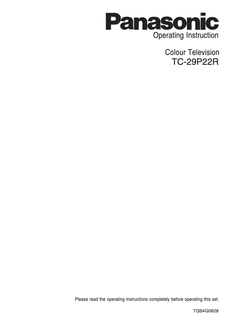 Page 1 de la notice Manuel utilisateur Panasonic TC-29P22R