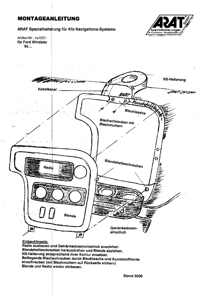 Page 1 de la notice Manuel utilisateur Arat NS1231