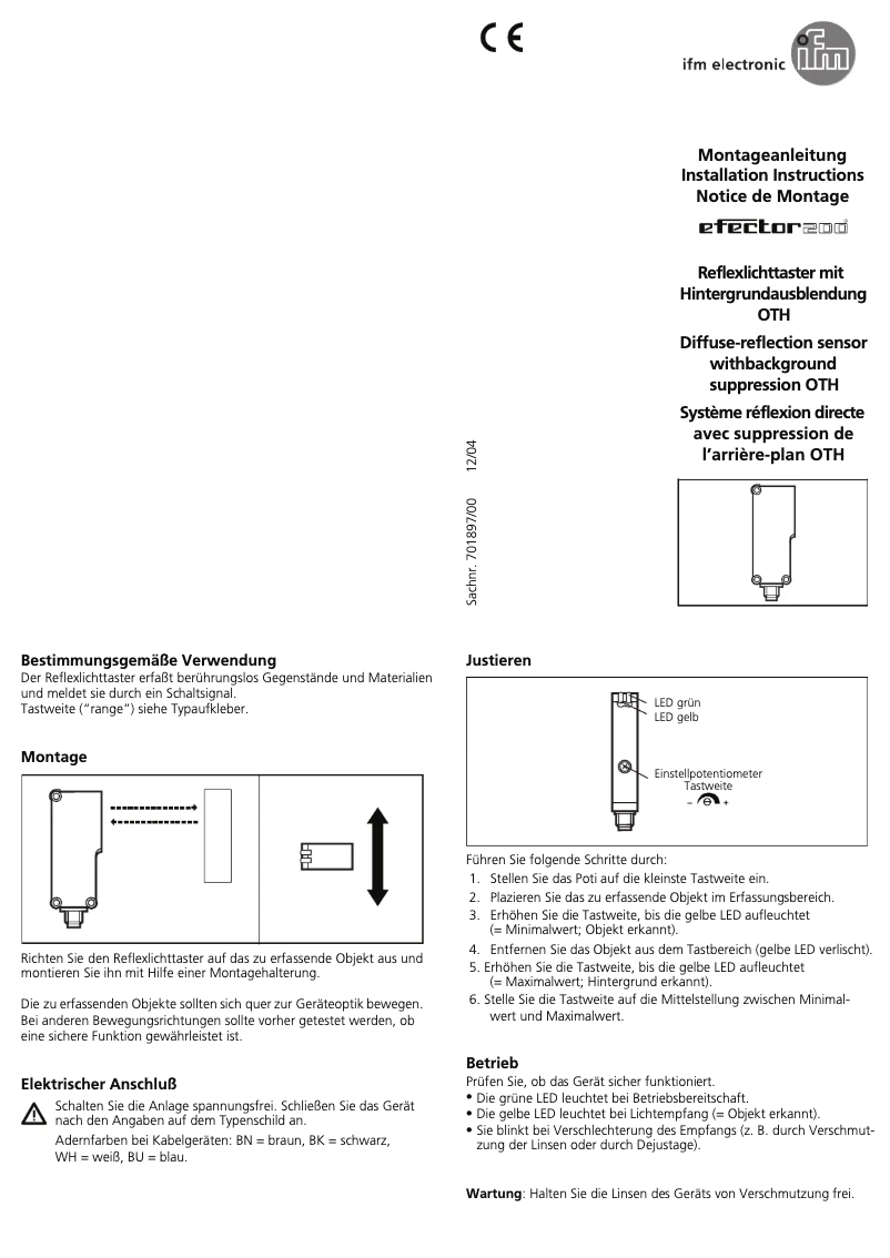 Page 1 de la notice Manuel utilisateur IFM OT5213