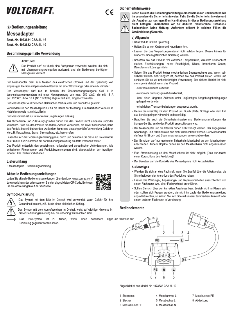 Page n°1 - Manuel utilisateur Voltcraft CAA-1L