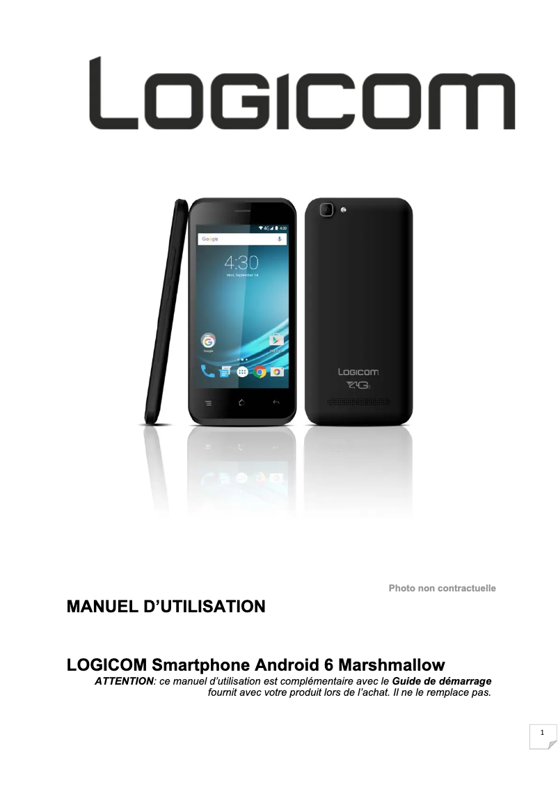 Page n°1 - Manuel utilisateur Logicom L-ite 504 HD