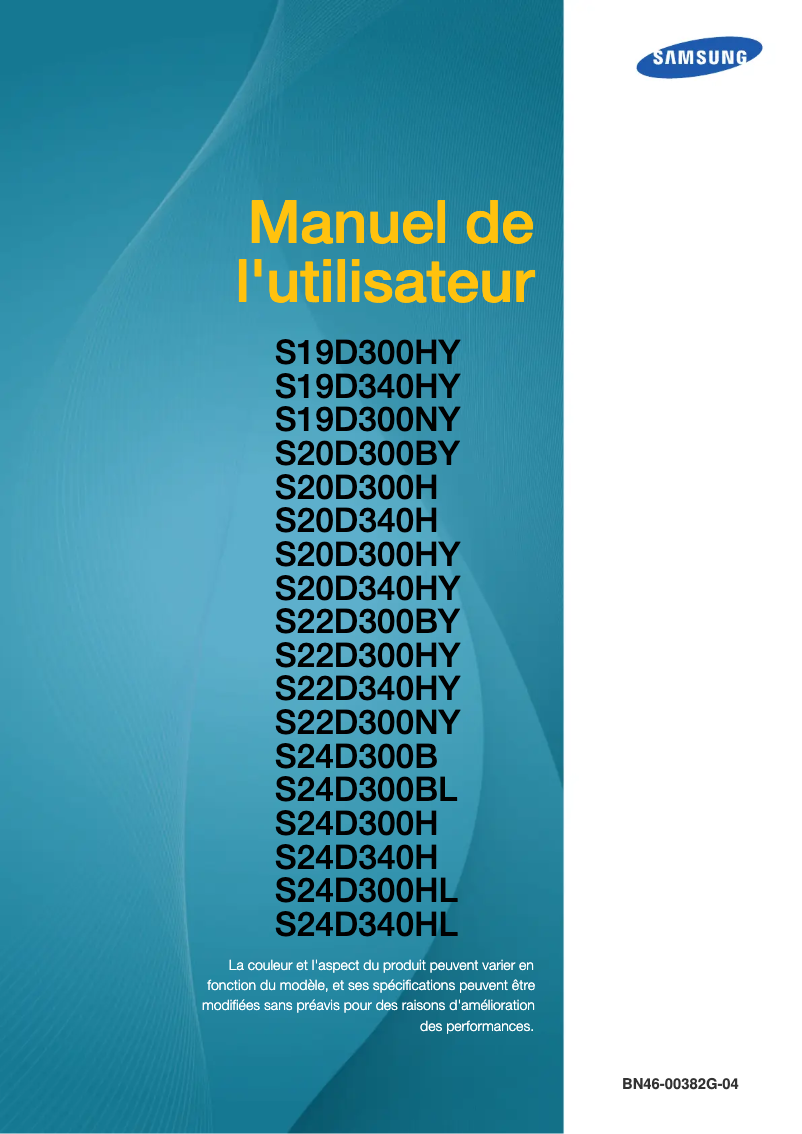 Page 1 de la notice Manuel utilisateur Samsung S20D300BY